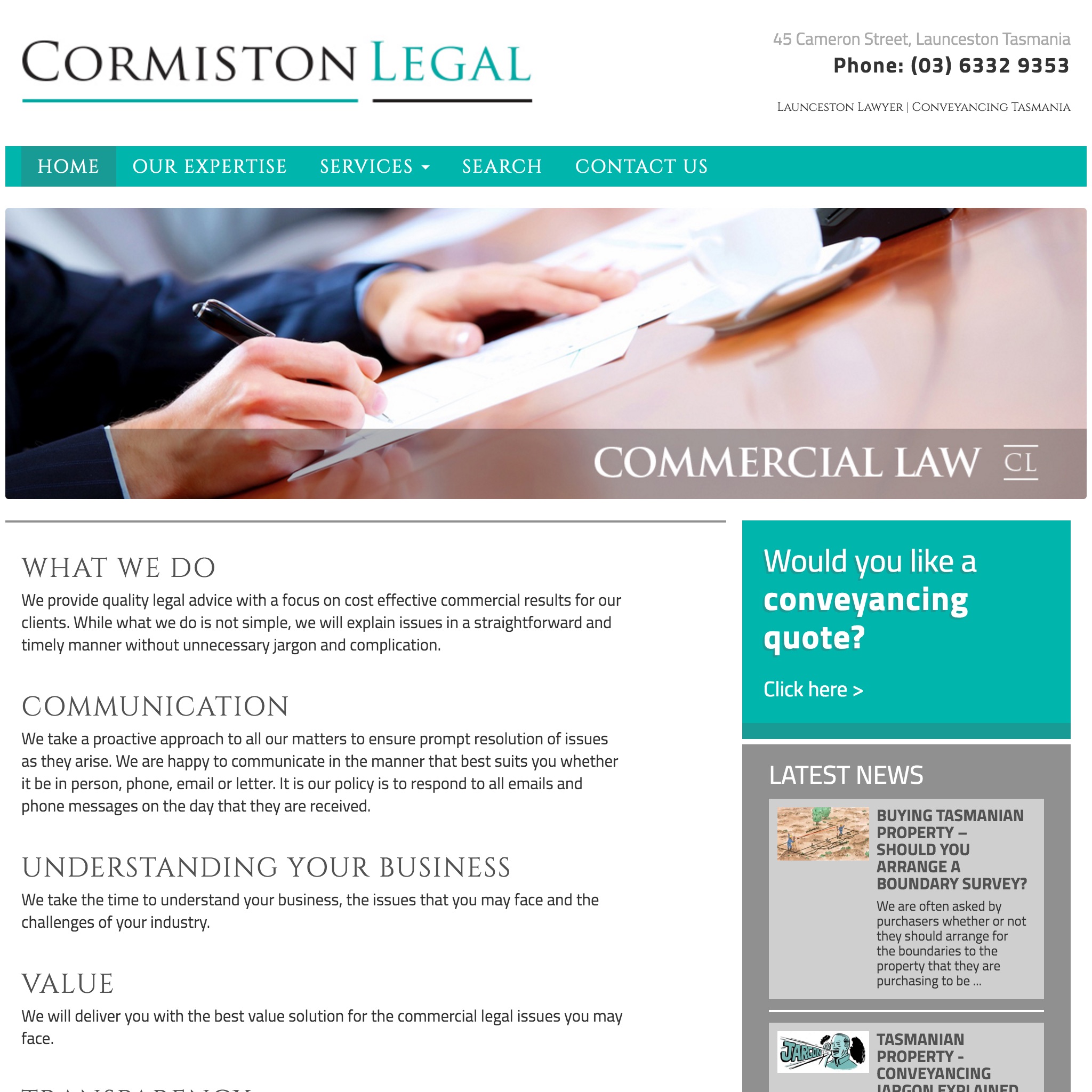 Cormiston Legal website